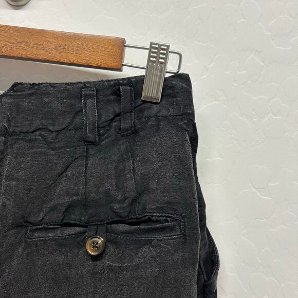 NWOT FREE PEOPLE Calla Pleated Linen Blend Trouser Black Noir Shorts Women’s 2 - Picture 8 of 11